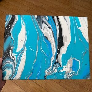 Abstract Blue and White Canvas Art